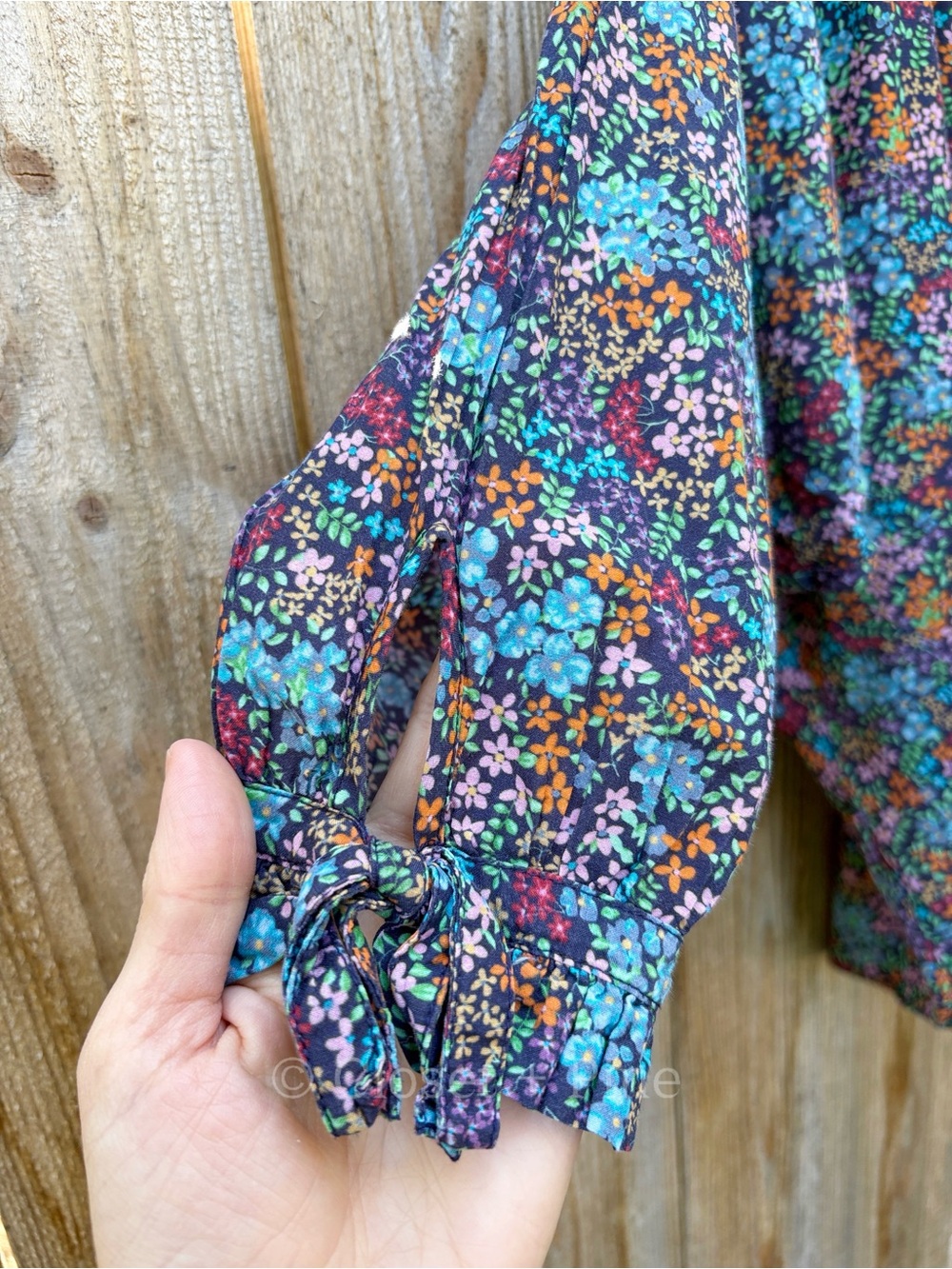 Doen Rose Top in Navy Lady Bird Floral Size XS Blouse Cottagecore Prairie Boho - Picture 8 of 17